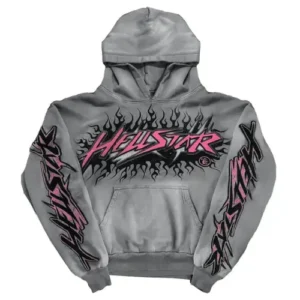 Hellstar Future Flame Hoodie Grey and Pink