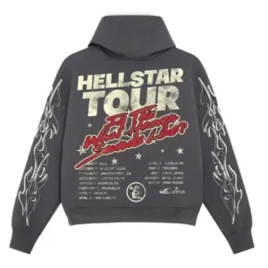 Hellstar Records World Tour Hoodie Grey and Red