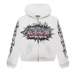 Hellstar White Records Glitter Zip Up Hoodie