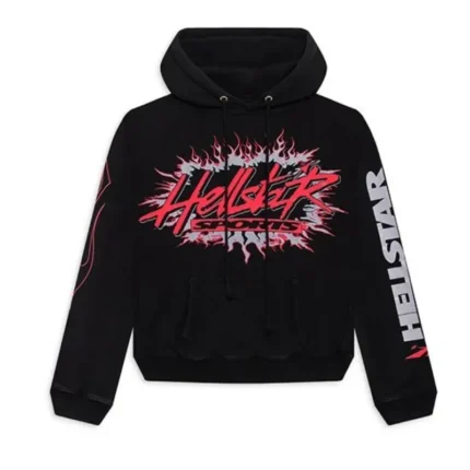 Black Hellstar Hoodie in Sports Flame