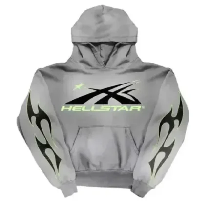 Hellstar Grey in Sport Logo Hoodie