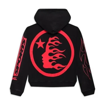 Black Hellstar Hoodie in Sports Flame