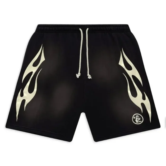 Hellstar Black White Flame Shorts