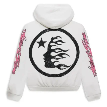 Hellstar Records Glitter Zip-Up White Hoodie