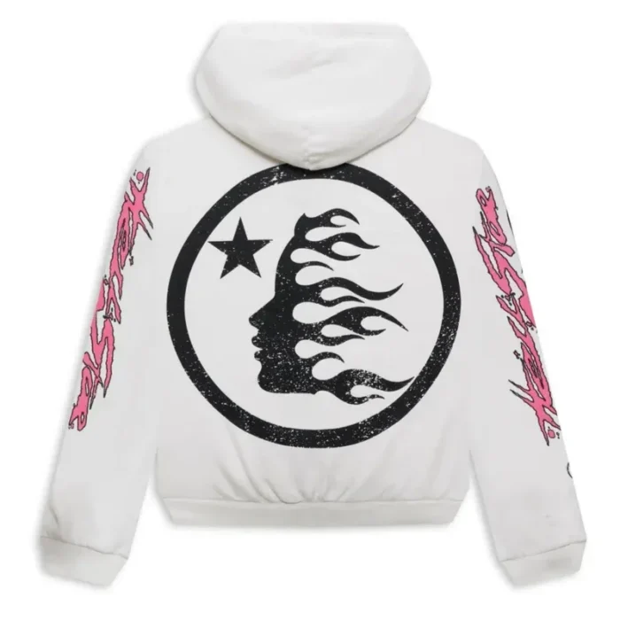Hellstar Records Glitter Zip-Up White Hoodie