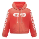 Hellstar Studios Zip Hoodie in Dark Red