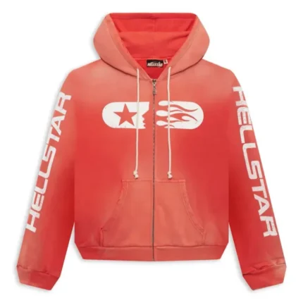 Hellstar Studios Zip Hoodie in Dark Red
