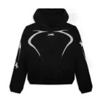 Hellstar Sport Black Hoodie in white line
