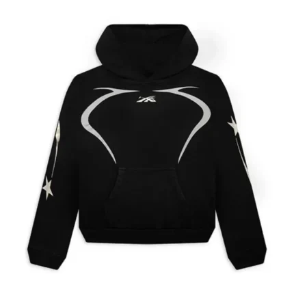 Hellstar Sport Black Hoodie in white line