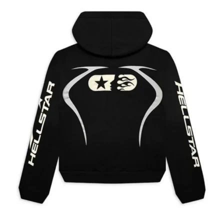 Hellstar Sport Black Hoodie in white line