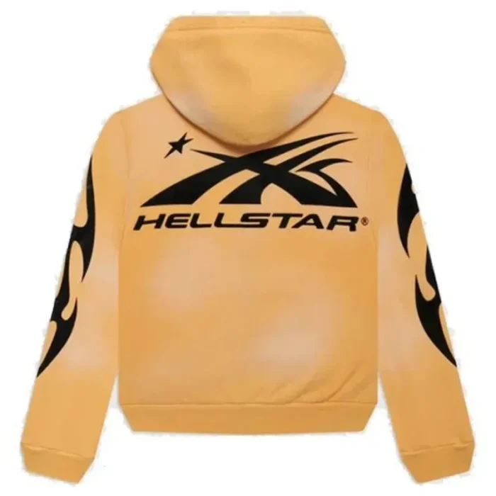 Yellow Hellstar Zip Up Sports Hoodie