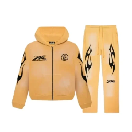 Yellow Hellstar Zip up Tracksuit